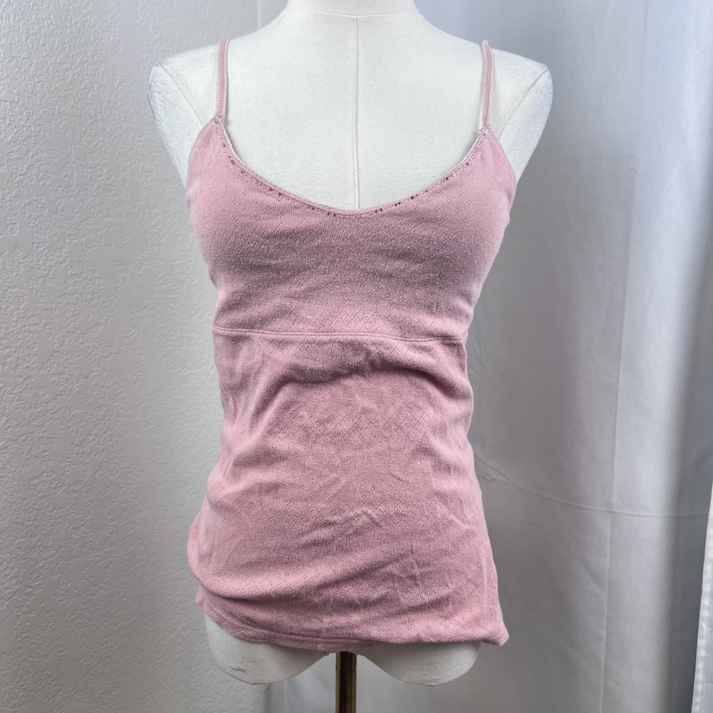 Y2K Beaded Cami Tank Top Womens Small Pink Babydoll Balletcore Coquette Romantic